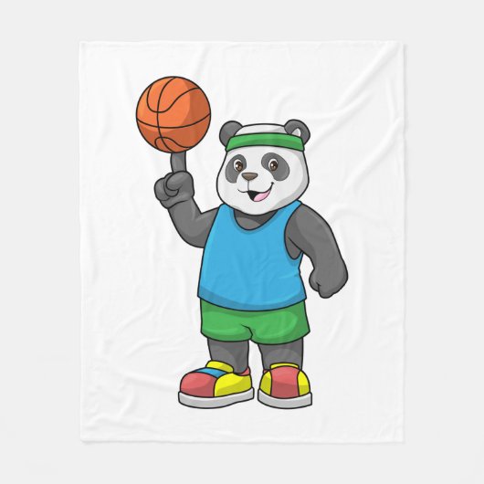 Panda op sport met Basketball Fleece Deken (Voorkant)