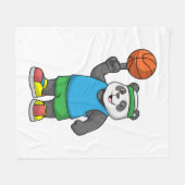 Panda op sport met Basketball Fleece Deken (Voorkant (Horizontaal))