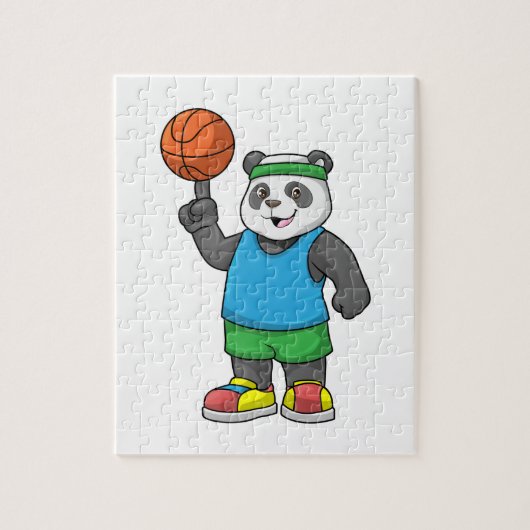 Panda op sport met Basketball Legpuzzel (Verticaal)