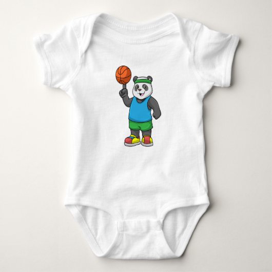 Panda op sport met Basketball Romper (Voorkant)