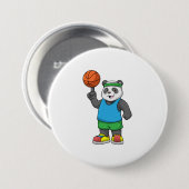 Panda op sport met Basketball Ronde Button 7,6 Cm (Voorkant /achterkant)