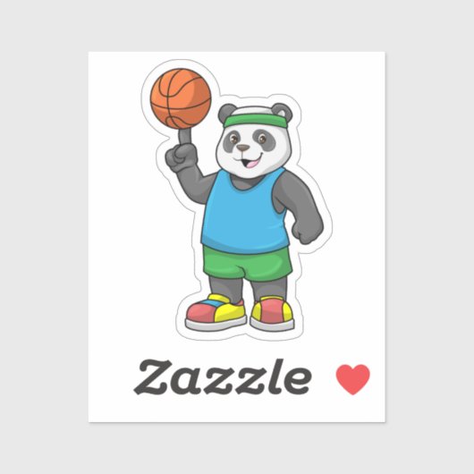 Panda op sport met Basketball Sticker (Vel)
