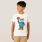 Panda op sport met Basketball T-shirt (Voorkant volledig)