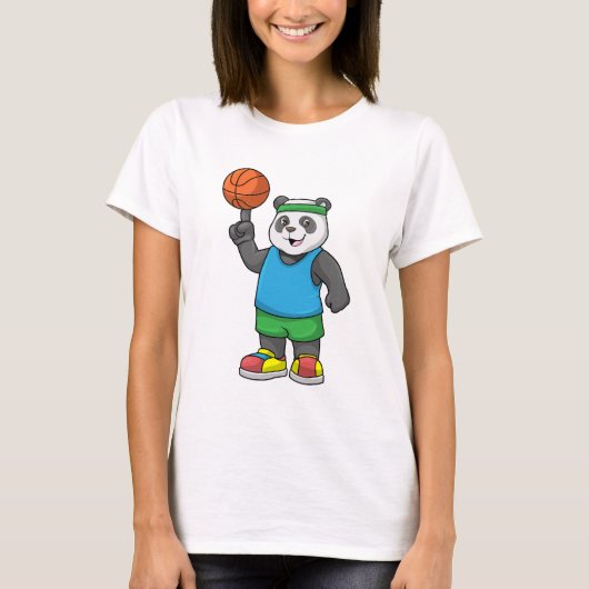 Panda op sport met Basketball T-shirt (Voorkant)