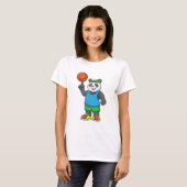 Panda op sport met Basketball T-shirt (Voorkant volledig)