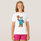 Panda op sport met Basketball T-shirt (Voorkant volledig)