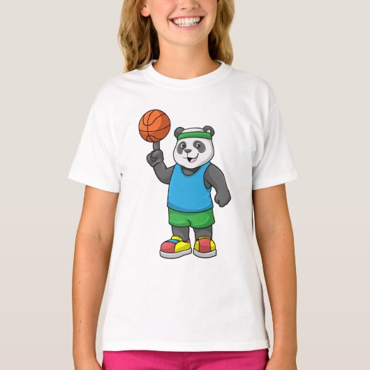 Panda op sport met Basketball T-shirt (Voorkant)