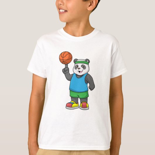 Panda op sport met Basketball T-shirt (Voorkant)