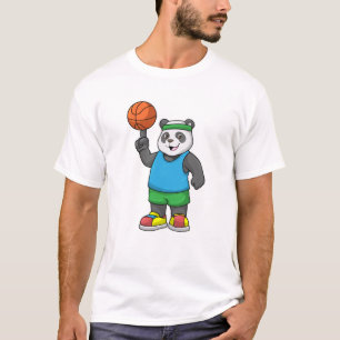 Panda op sport met Basketball T-shirt