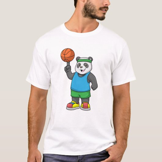 Panda op sport met Basketball T-shirt (Voorkant)