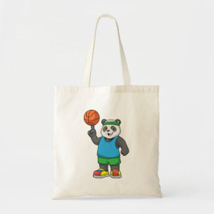 Panda op sport met Basketball Tote Bag