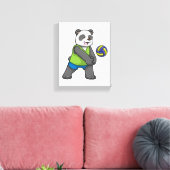 Panda op sport met volleybal canvas afdruk (Insitu (Woonkamer))