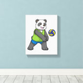 Panda op sport met volleybal canvas afdruk (Insitu (Houten vloer))