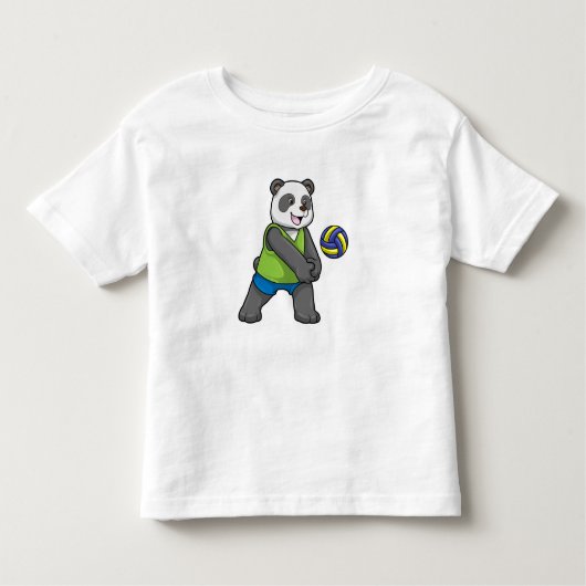 Panda op sport met volleybal kinder shirts (Voorkant)