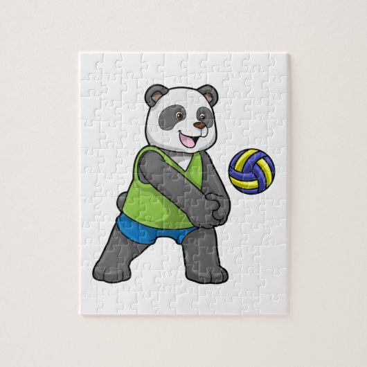 Panda op sport met volleybal legpuzzel (Verticaal)