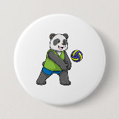 Panda op sport met volleybal ronde button 7,6 cm (Voorkant)