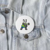 Panda op sport met volleybal ronde button 7,6 cm (In situ)