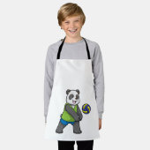 Panda op sport met volleybal schort (Gedragen)