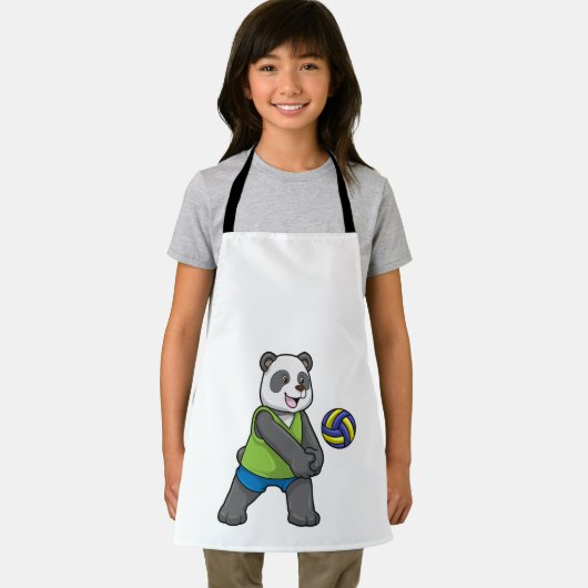Panda op sport met volleybal schort (Insitu)