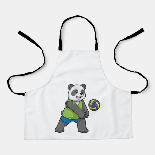 Panda op sport met volleybal schort (Voorkant)