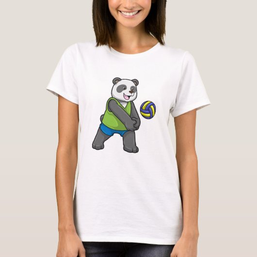 Panda op sport met volleybal t-shirt (Voorkant)