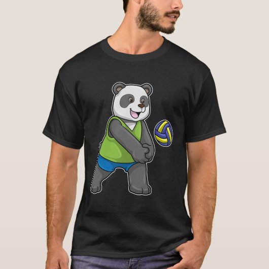 Panda op sport met volleybal t-shirt (Voorkant)