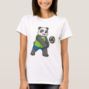Panda op sport met volleybal t-shirt