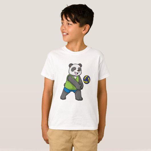 Panda op sport met volleybal t-shirt (Voorkant volledig)