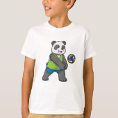 Panda op sport met volleybal t-shirt (Voorkant)