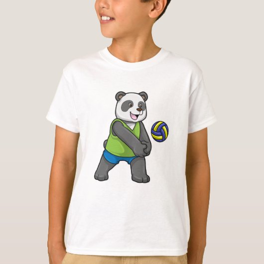 Panda op sport met volleybal t-shirt (Voorkant)