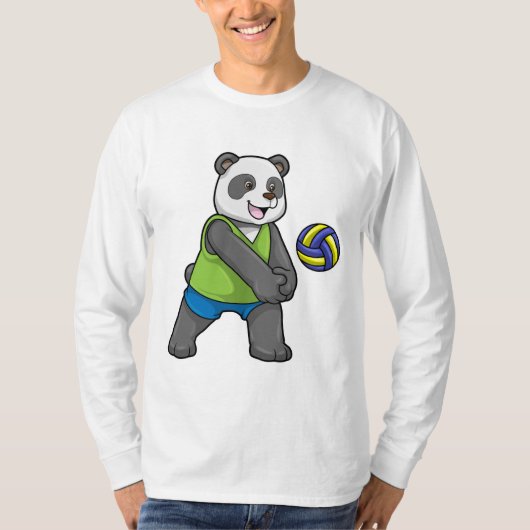 Panda op sport met volleybal t-shirt (Voorkant)
