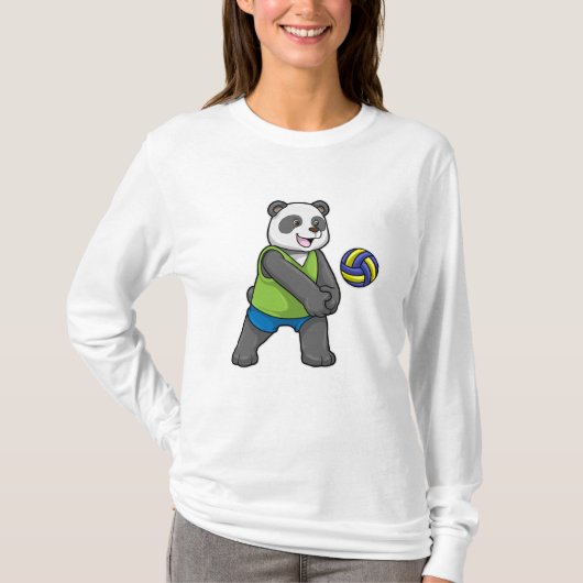 Panda op sport met volleybal t-shirt (Voorkant)