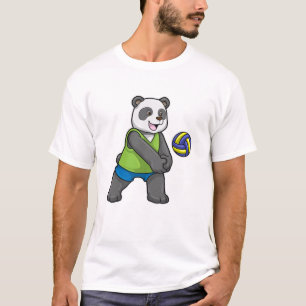 Panda op sport met volleybal t-shirt