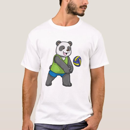 Panda op sport met volleybal t-shirt (Voorkant)