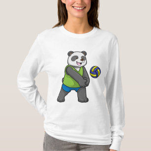 Panda op sport met volleybal t-shirt