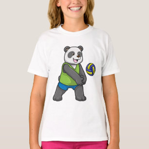 Panda op sport met volleybal t-shirt