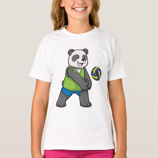Panda op sport met volleybal t-shirt (Voorkant)