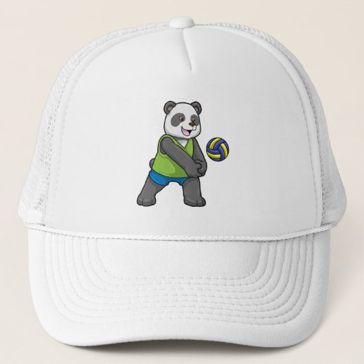 Panda op sport met volleybal trucker pet (Voorkant)