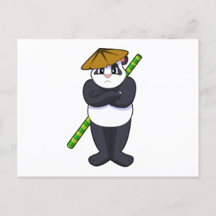 Panda op Stick vecht tegen de vechtsport in het ve Briefkaart