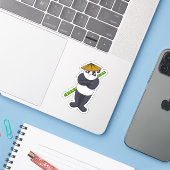 Panda op Stick vecht tegen de vechtsport in het ve Sticker (Laptop met iPhone)