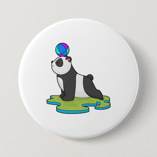 Panda op Yoga Fitness Ronde Button 7,6 Cm (Voorkant)