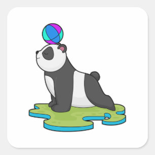 Panda op Yoga Fitness Vierkante Sticker
