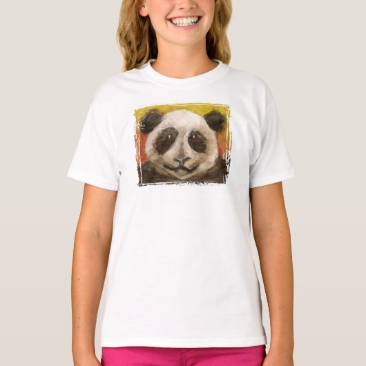 Panda op zwart voor kinderen t-shirt (Voorkant)