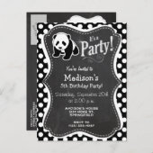 Panda op zwarte en witte stippen uitnodiging briefkaart (Voorkant / Achterkant)