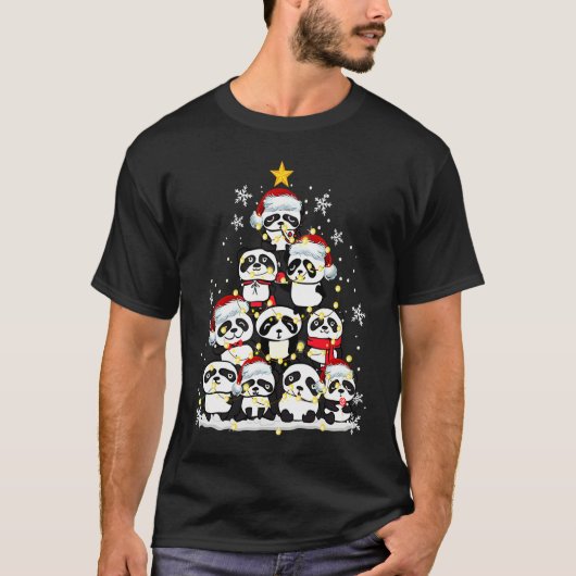 Panda Ornament Decoration Christmas Tree Xmas T-shirt (Voorkant)