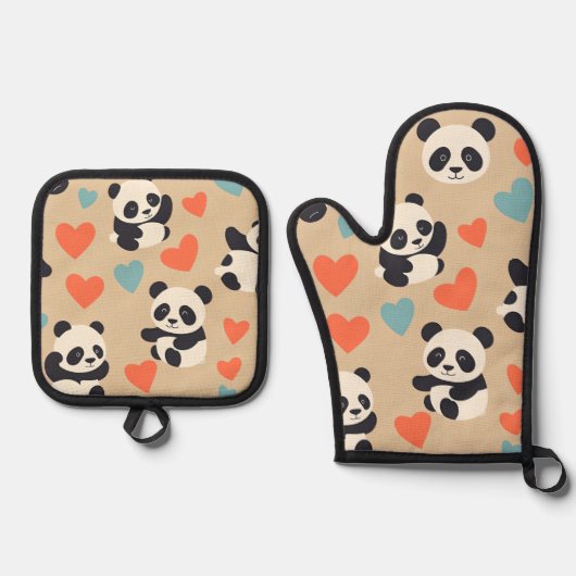 panda ovenwant & pannenlap set (Voorkant)