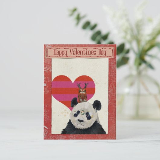 PANDA & OWL VALENTIJNSDAG Ansichtkaart Feestdagenkaart (Staand voorkant)