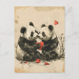 Panda Paar Valentijnsdag Briefkaart