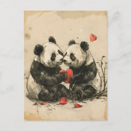 Panda Paar Valentijnsdag Briefkaart