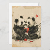 Panda Paar Valentijnsdag Feestdagenkaart (Voorkant / Achterkant)